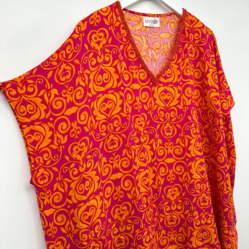 Nvelop‎ Sun Block Cover Up Top One Size 50+ UV Protection Boxy Beaded Beach Swim - Picture 2 of 12